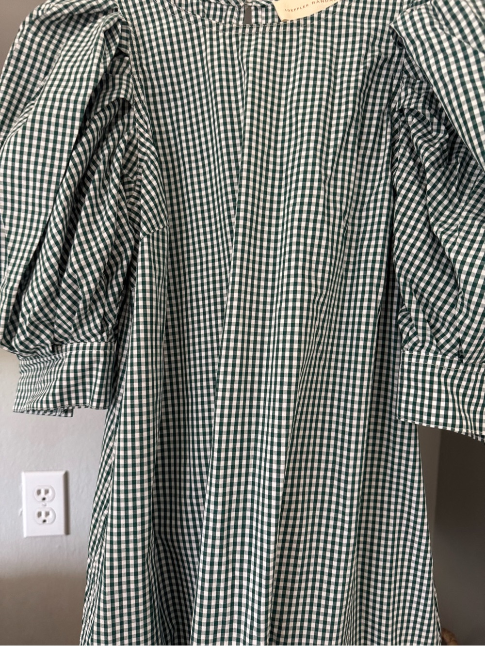 Loeffler Randall Green Gingham Puff-Sleeve Maxi Dress - Picture 10 of 11